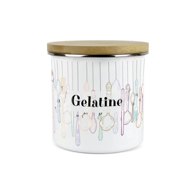 Purely Home Vintage Cutlery Gelatine Storage CanisterWhite Metal Enamel Kitchen Food Storage Container from B&Q