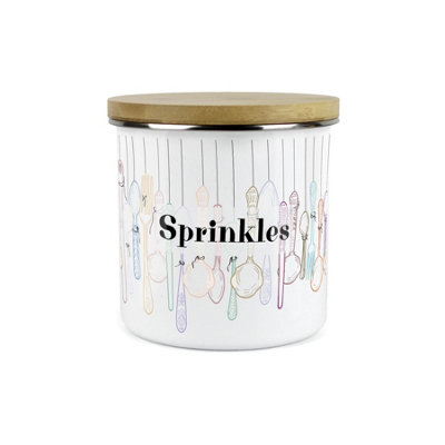 Purely Home Vintage Cutlery Sprinkles Storage CanisterWhite Metal Enamel Kitchen Food Storage Container from B&Q