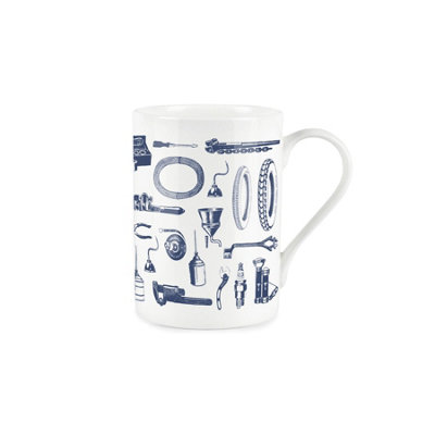 Purely Home Vintage Hobbies RangeMechanic Tools Themed MugFine Bone China Style White Mug Coffee/tea Gift from B&Q