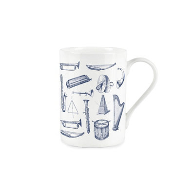 Purely Home Vintage Hobbies RangeMusic And Instruments Themed MugFine Bone China Style White Mug Coffee/tea Gift from B&Q