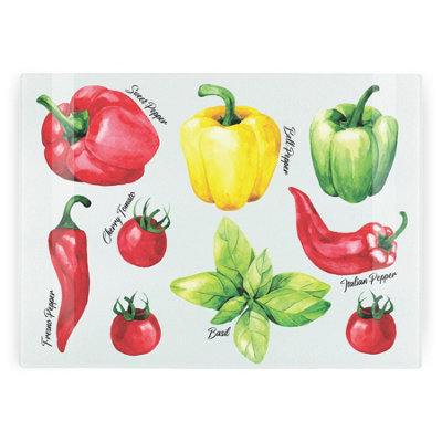 B&Q -  Peppers Glass Worktop ProtectorTextured Kitchen Chopping Board Worktop Saver