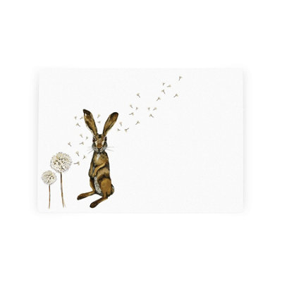 Purely Home Hare & Dandelions Worktop SaverSmall Textured Glass Chopping Board from B&Q