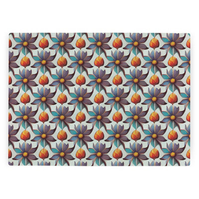 Purely Home Purple Floral Tile Worktop ProtectorLarge Textured Glass Chopping Board from B&Q