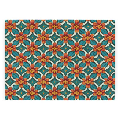 Purely Home Orange Floral Tile Worktop ProtectorLarge Textured Glass Chopping Board from B&Q
