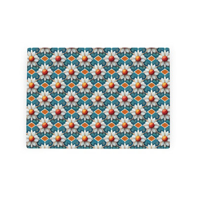 Purely Home Blue Floral Tile Worktop SaverSmall Textured Glass Chopping Board from B&Q