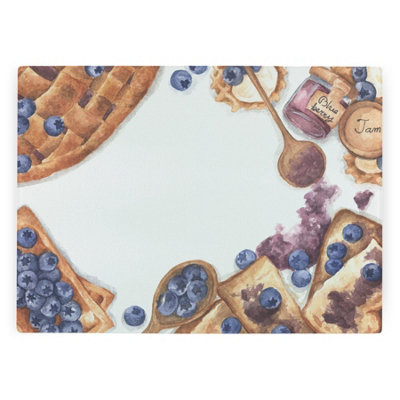 Purely Home Blueberry Pie Worktop ProtectorLarge Textured Glass Chopping Board from B&Q