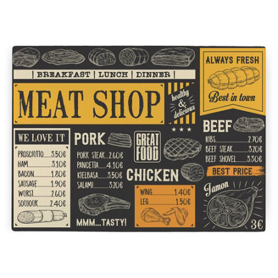 Purely Home Meat Shop Worktop ProtectorLarge Textured Glass Chopping Board from B&Q