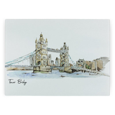 B&Q -  Tower Bridge Worktop ProtectorLarge Textured Glass Chopping Board