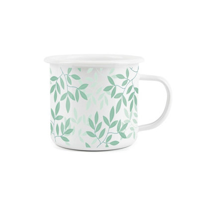 Purely Home Enamel Leaves MugGarden Green Leaves Novelty Durable Hot Drinks Outdoor Cup For Travel Picnics Home Hiking from B&Q