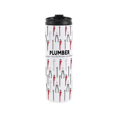 Purely Home Plumber Travel MugNovelty Trades Gift Stainless Steel Vacuum-Sealed Double-Walled Hot/cold Drinks Travel Flask from B&Q