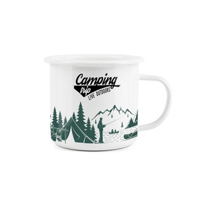 Camping Trip Enamel MugPurely Home Durable Hot Drinks Outdoor Cup For PicnicsFestivalsHiking & Fishing from B&Q