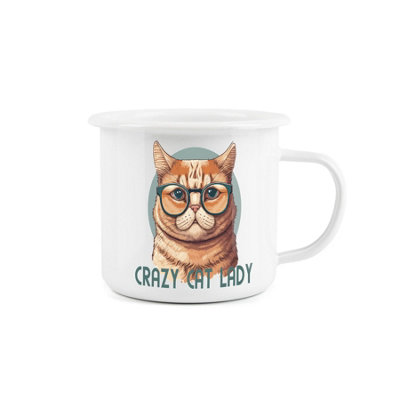 Crazy Cat Lady Enamel MugPurely Home Durable Hot Drinks Outdoor Cup For PicnicsFestivalsHiking & Fishing from B&Q