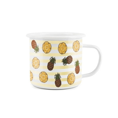 Pineapple Striped Enamel MugPurely Home Durable Hot Drinks Outdoor Cup For PicnicsTravelFestivalsHiking & Fishing from B&Q