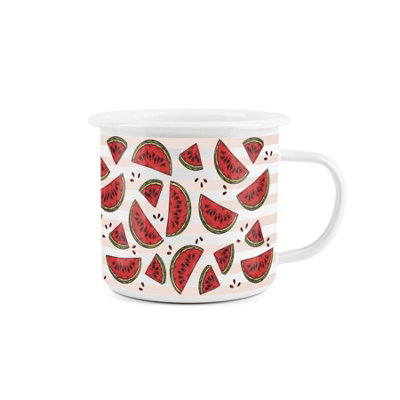 Watermelon Striped Enamel MugPurely Home Durable Hot Drinks Outdoor Cup For PicnicsTravelFestivalsHiking & Fishing from B&Q