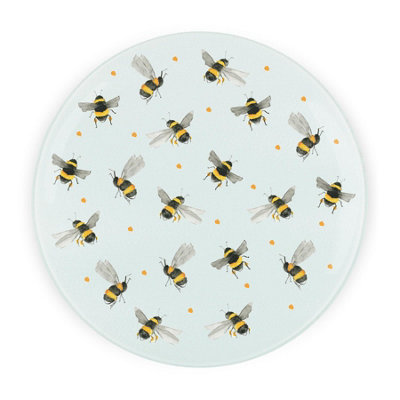 Purely Home Bees Round Glass Worktop SaverTextured Chopping Board Worktop Protector from B&Q