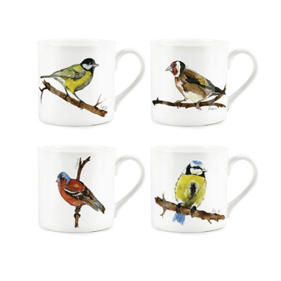 Purely Home British Birds Bone China MugsSet Of 4 from B&Q