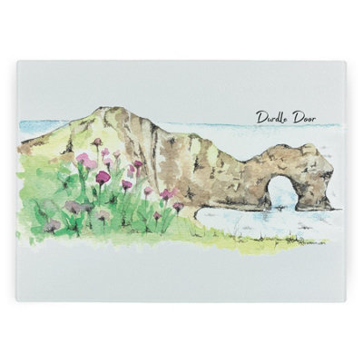 Purely Home Durdle Door Worktop ProtectorLarge Textured Glass Chopping Board from B&Q