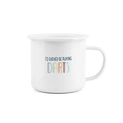 Purely Home I'd Rather Be Enamel MugI'd Rather Be Playing Darts Novelty Durable Hot Drinks Outdoor Cup For Travel Picnics Home Hiking from B&Q