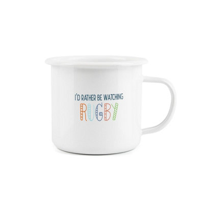 Purely Home I'd Rather Be Enamel MugI'd Rather Be Watching Rugby Novelty Durable Hot Drinks Outdoor Cup For Travel Picnics Home Hiking from B&Q