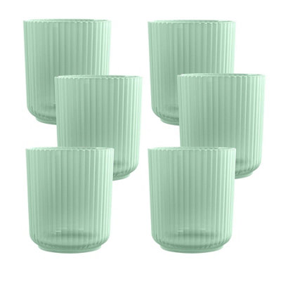 Purely Home Sage Green Matte Plastic 15Oz Ribbed Drinking Tumbler CupsSet Of 6 from B&Q