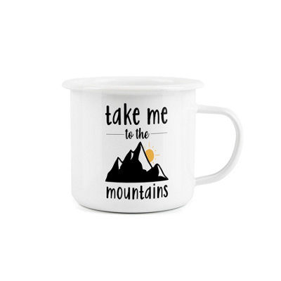 Purely Home Enamel Camping Mountains MugTake Me To The Mountains Novelty Durable Hot Drinks Outdoor Cup For Travel Picnics Home Hiking from B&Q