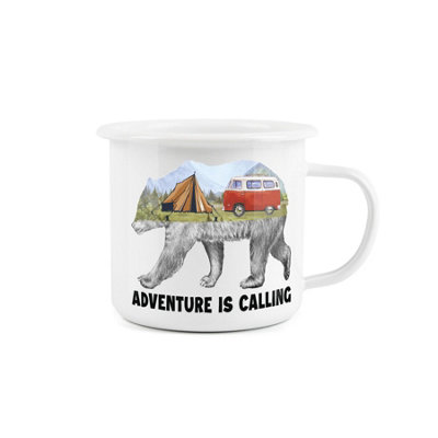 Purely Home Enamel Camping Adventure MugAdventure Is Calling Novelty Durable Hot Drinks Outdoor Cup For Travel Picnics Home Hiking from B&Q