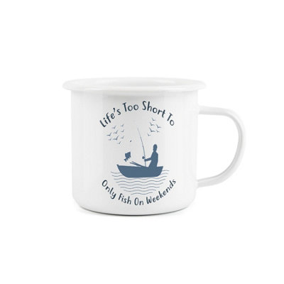 Purely Home Enamel Fishing Adventure MugLifes Too Short Novelty Durable Hot Drinks Outdoor Cup For Travel Picnics Home Hiking from B&Q