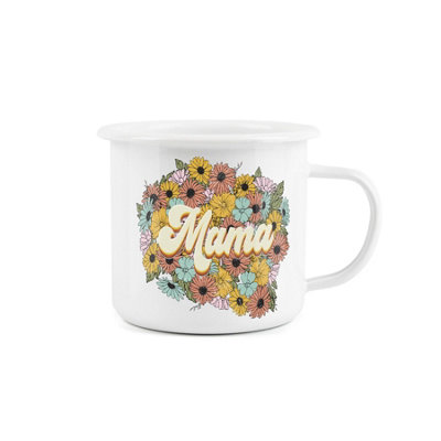 Purely Home Enamel Mama MugFloral Mama Novelty Durable Hot Drinks Outdoor Cup For Travel Picnics Home Hiking from B&Q
