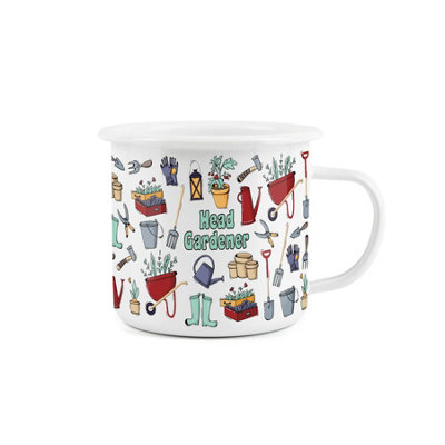 Purely Home Head Gardener Enamel Mug -White Gardening Novelty Durable Hot Drinks Outdoor Cup For Travel Picnics Home Hiking from B&Q