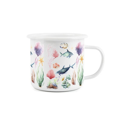 Purely Home Sealife Enamel Mug -White Camping Novelty Durable Hot Drinks Outdoor Cup For Travel Picnics Home Hiking from B&Q