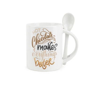 Purely Home Hot Chocolate Mug & Spoon SetCeramic Gift/present from B&Q
