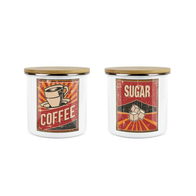 Purely HomeRetroCoffee & Sugar Canister SetKitchen Storage Jars (Medium) from B&Q