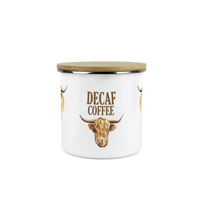 Purely Home - Highland Cow - Decaf Coffee Canister - Kitchen Storage Jar (Medium) Black