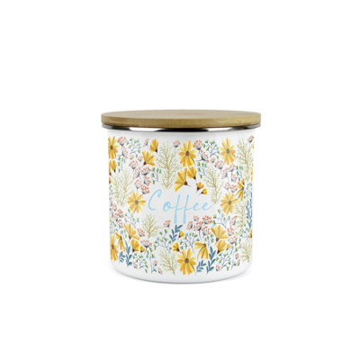 Purely Home Daisies Floral Coffee Storage CanisterFlowers Design Metal Enamel Medium Sized Food Storage Container from B&Q