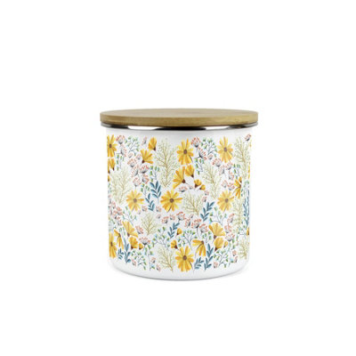 Purely Home Daisies Floral Storage CanisterFlowers Design Metal Enamel Medium Sized Food Storage Container from B&Q