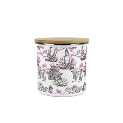 B&Q -  Asian Style Purple Plain Storage CanisterContinental Design Metal Enamel Medium Sized Food Storage Container