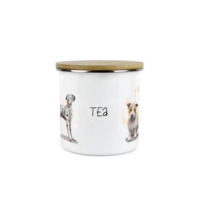 Purely Home Dog Tea Storage CanisterAssorted Dogs Metal Enamel Food Storage Container from B&Q