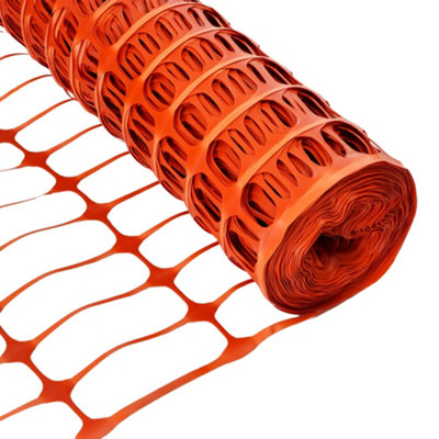 Vigil 50 Metre Roll Barrier FencingFlexibleDurable & Weatherproof Mesh PlasticOrange from B&Q
