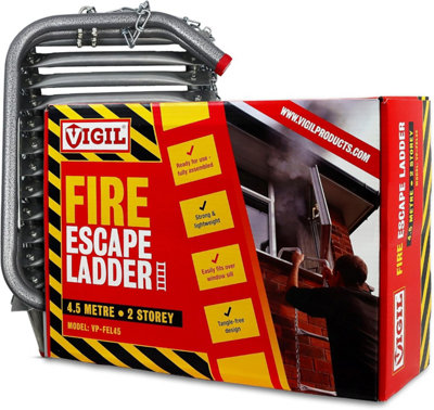 Vigil Two-Storey Fire Escape Ladder4.5M Emergency Safety Portable Steel Ladder from B&Q