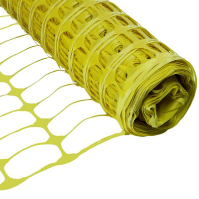 Vigil 50 Metre Roll Barrier FencingFlexibleDurable & Weatherproof Mesh PlasticYellow from B&Q
