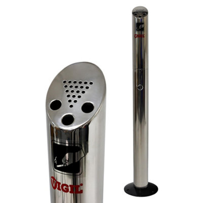 Vigil Stainless Steel Cigarette BinFreestanding Post Style1.4L Capacity from B&Q