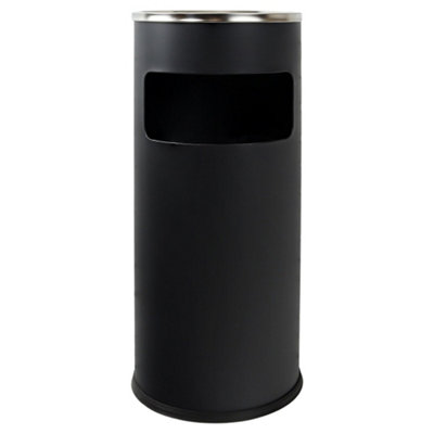 Vigil Combined Litter & Cigarette BinMatt Black Finish10L & 1.8L Capacity from B&Q