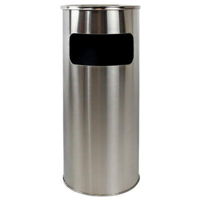 Vigil Combined Litter & Cigarette BinBrushed Stainless Steel10L & 1.8L Capacity from B&Q