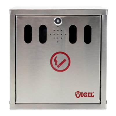 Vigil Stainless Steel Cigarette Wall BinLockable Door With Key2L Capacity from B&Q