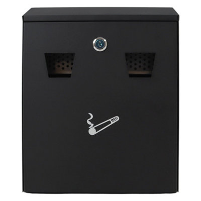 Vigil Black Wall-Mounted Cigarette BinLock Key & Stubbing Plate Included from B&Q