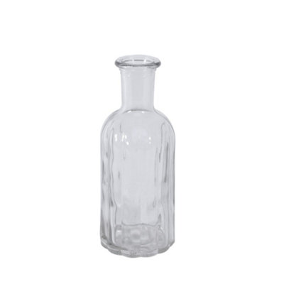 Clear Glass Flora Decorate Bottle Vase. Height 13.7 Cm from B&Q