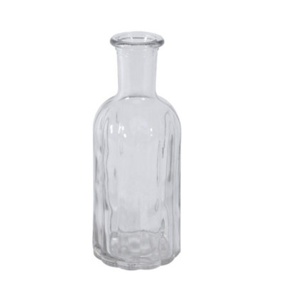 Clear Glass Flora Decorate Bottle Vase. Height 19 Cm from B&Q