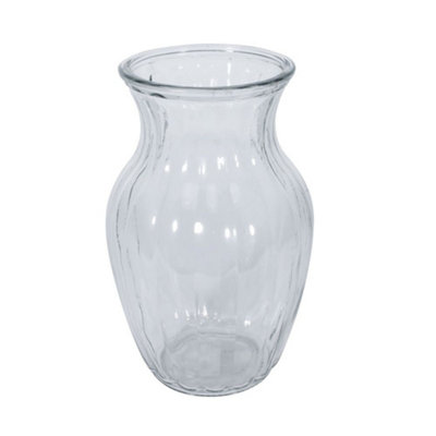 Clear Glass Handtied VaseGrooved Pattern Texture. Height 19 Cm from B&Q