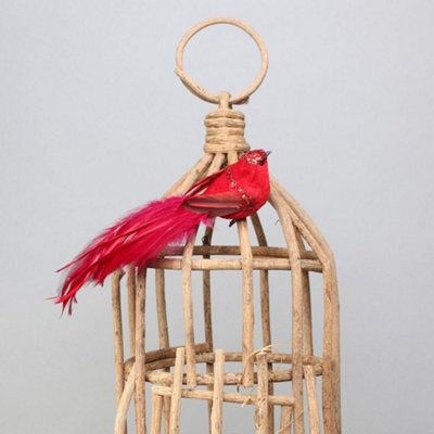 Pair Of Decorative Red Princess Birds With Clip. Craft Accessory. from B&Q