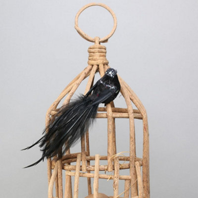 Pair Of Decorative Black Princess Birds With Clip. Craft Accessory. from B&Q